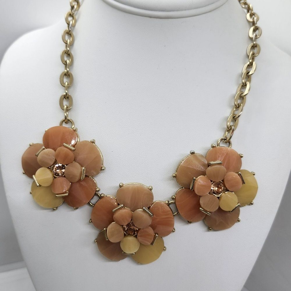 Peach‎ And Yellow Tone Acrylic Flower Necklace